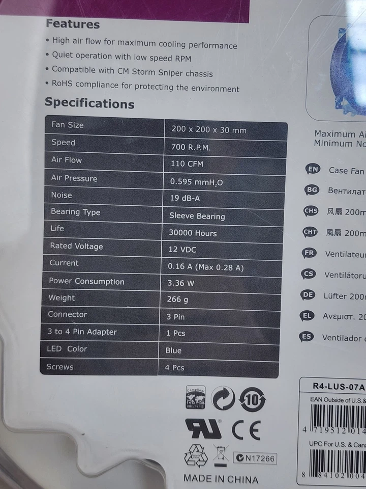 CoolerMaster MegaFlow 200 Blue LED R4-LUS-07AB-GP Cooling Silent Fan New - Image 3 of 4