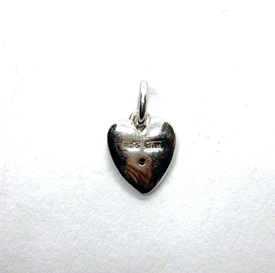 Small Sterling Silver Heart with Star inset Diamond Pendant or Charm - Image 4 of 4