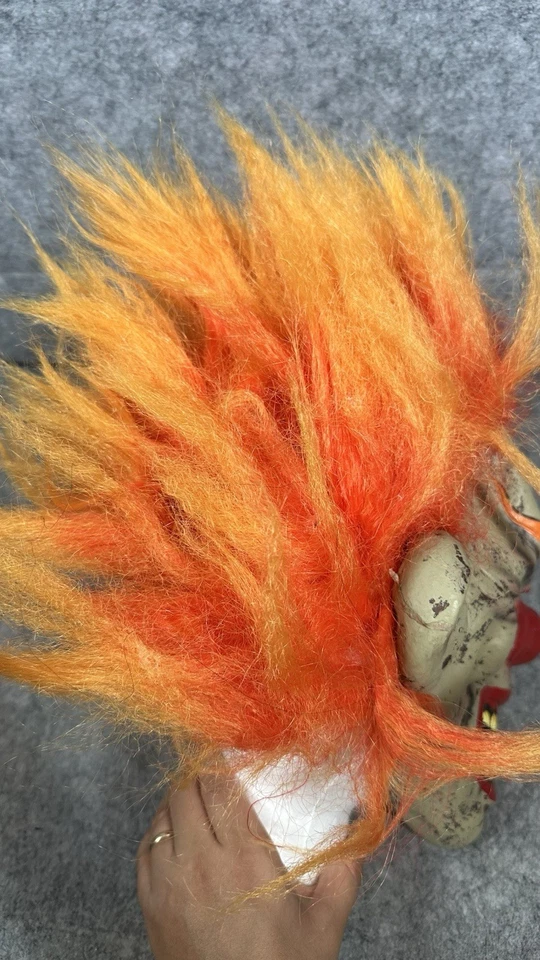 Adult Halloween Clown Mask Latex Horror Orange Hair Flame Eyes Scary Party - Image 4 of 4
