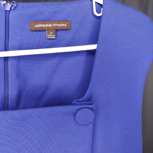 Adrienne Vittadini Wiggle Midi Dress 14 Stretch Ponte Knit Sleeveless Square Zip - Picture 7 of 10