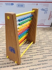 Vintage Sandberg Wooden Abacus w/ 100 Colorful Wood Beads Educational Adding Toy