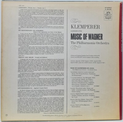 LP Vinyl Record - Otto Klemperer conducts Music of Wagner - Angel
