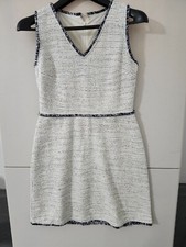 Ann Taylor Loft Dress Womens 4 Petite WHT Sleeveless Jacquard Mini A Line Vneck