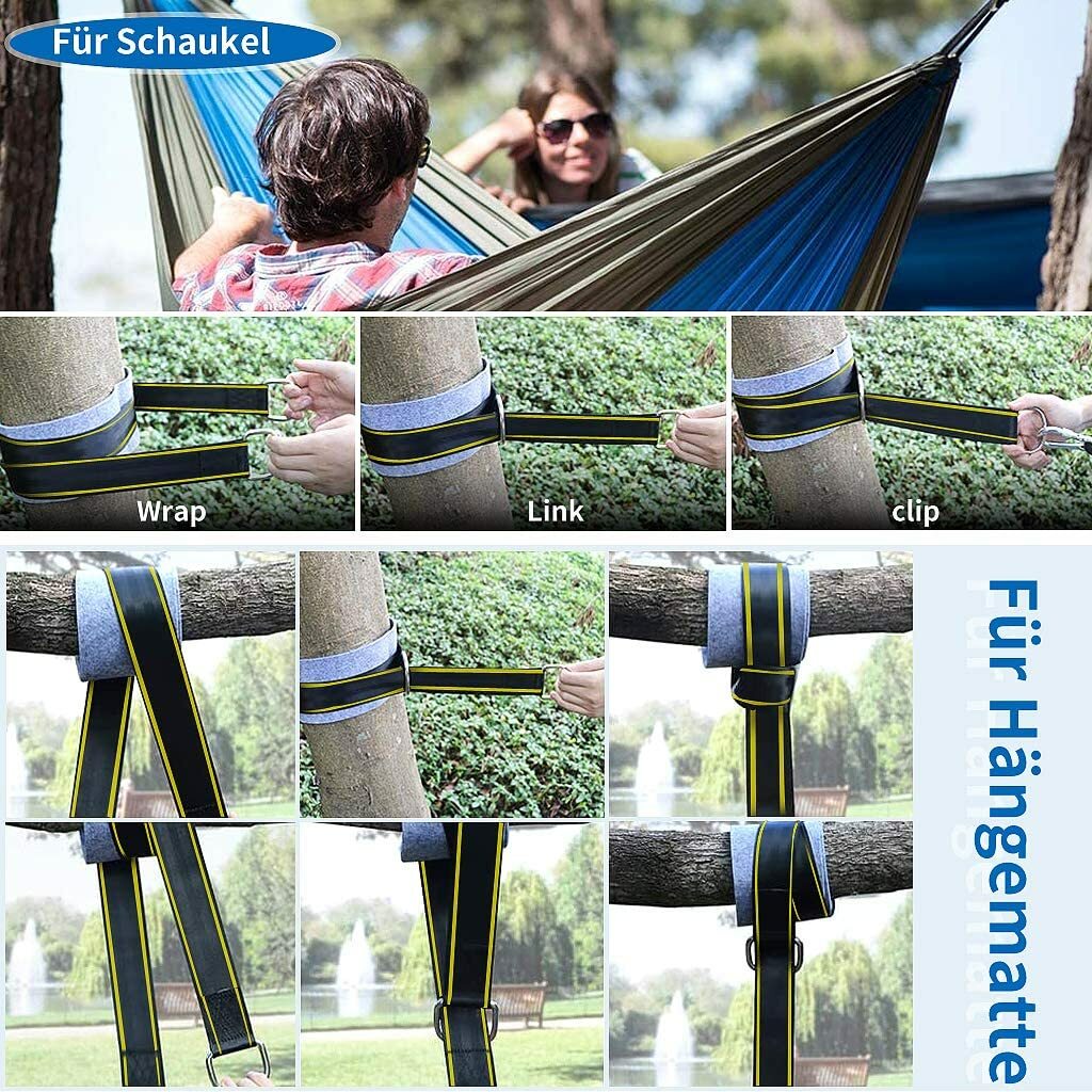 Schaukel Befestigung Baum 2er Set Hngematte Befestigungsset  Baumgurte  Mit Karabinern & D-Ringen Fr Schaukel & Hngesessel