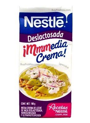 6-Pk Nestle Media Crema Deslactosada/Non Lactose Nestle table cream 190g/6.7oz