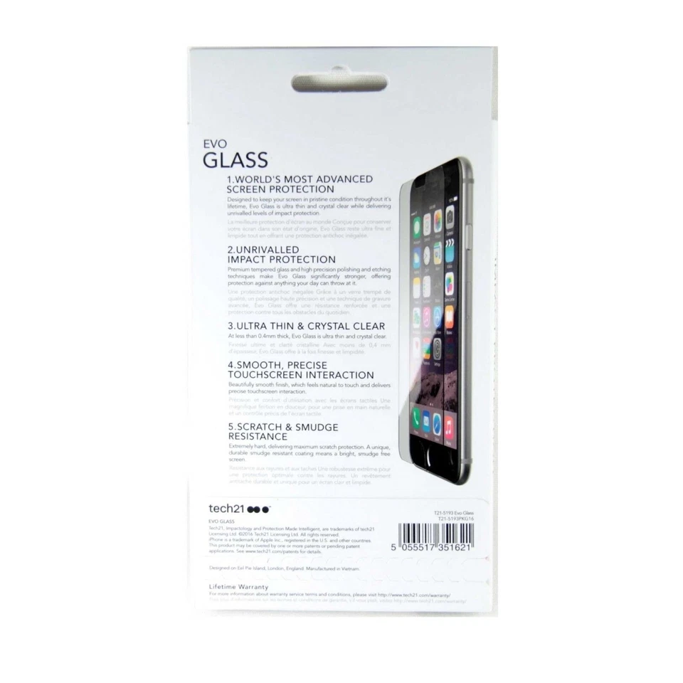 TECH21 EVO GLASS FOR IPHONE 6S 6 ADVANCED ULTRA THIN SCREEN PROTECTOR T21-5193 - Image 2 of 4
