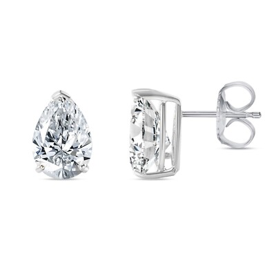1,25 ct Birne Lab Created Grown Diamond Ohrringe 18 K Weißgold F/VVS Basket Push