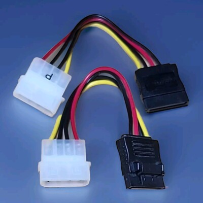 2x IDE/Molex/IP4/4-pin to SATA Power 15-pin Connector Converter Adapter Cable 6''