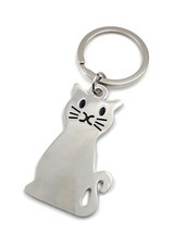 Flat Cat Cat Keychain Silver Metal Pendant Charm