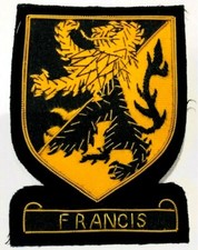 FRANCIS SCOTTISH CLAN NAME BADGE GOLD BULLION NEW HAND EMBROIDERED CP MADE