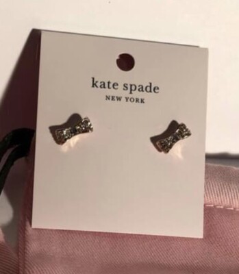 New Kate Spade Ready Set Bow Cubic Zirconia Rose Gold Post
