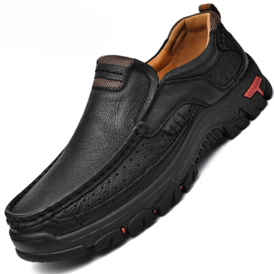 Men's Leather Outdoor Loafers Handmade Dad Shoes Breathable Driving  Sneakers