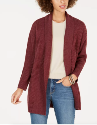ribbed shawl collar cardigan