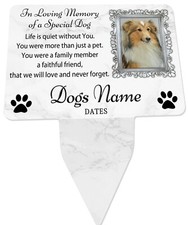 Dog Personalised Photo Memorial Plaque with Stake - Spike. Garden, Grave Marker
