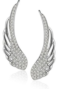 cubic climber zirconia ear sterling earrings silver cuff hook wing angel