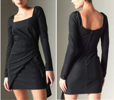 NWT $56! Francesca s Lg Hallie Waisted Knit Mini Dress Cocktail Party Evening