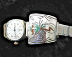 SILVER INLAID WATCH BAND:  STAN SLIM, NAVAHO,   VINTAGE — photo 1