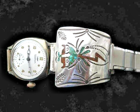 SILVER INLAID WATCH BAND:  STAN SLIM, NAVAHO,   VINTAGE