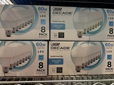 Feit LED Light Bulbs A19 Daylight 5000K White 800 Lumens 60W Replacement 8 pack