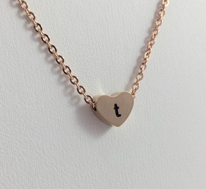 Letter T Alphabet Initial Heart Love Rose Gold Tone Small Dainty