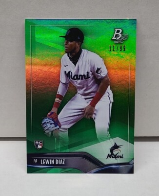 LEWIN DIAZ 2021 Bowman Platinum GREEN ~ ROOKIE /99 ~ MARLINS