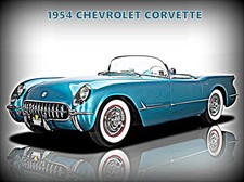 1954 Chevrolet Corvette Convertible New Metal Sign Original Look Restoration 1954 Chevrolet Corvette Convertible New Metal Sign Original Look Restoration