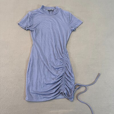 Little Lies Blue Purple Short Sleeve Bodycon Ruch Womens Sm High Neck Anthro