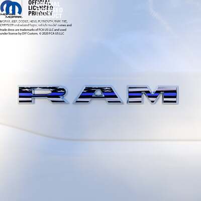 RAM Door x2 Emblem Overlay Decals L&R Thin Blue Line Flag Fits 2019-2026 RAM