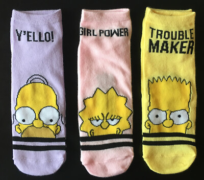 3er Pack  zuckersüße Sneaker Socken - The Simpsons - Gr. 39 - 41