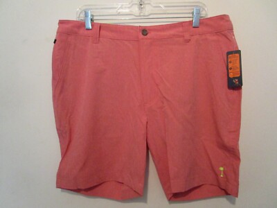 Margaritaville Mens 4-Way Stretch Quick Dry Shorts Deep Sea Coral Sz 34 W X 7 L