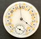 Antique Waltham Model 1889 H Pocket Watch Movement Fancy Dial Parts 6s 11j USA