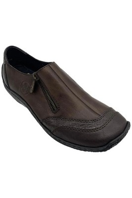Rieker Women's Celia Slip-On Leather Flat Sneakers Brown