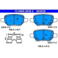 ATE 13.0460-2638.2 Bremsbelagsatz Hinten FüR Opel Chevrolet Mokka Mokka Trax J13