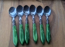 Lot 7 Pieces Cambridge Cameo Marble Green Handle  Flatware 