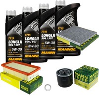 MANN-FILTER Inspektionspaket Mannol 4L Longlife 5W-30 FüR Kia Rio Ii 1.4 16V
