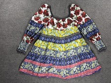 Alice + Olivia Dress Womens XS Rowen Patchwork Floral Boho Swing Square Mini