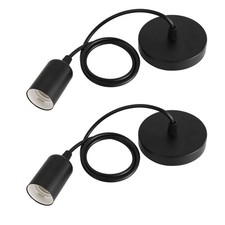 2 Pack Ceiling Pendant Light Fitting E27 Screw Lamp Holder with 100CM Adjustable