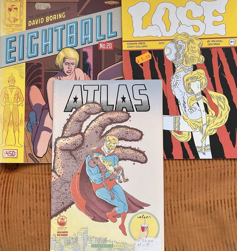 Alt Comic Lot - Eightball #20 Daniel Clowes, Lose #4 Michael DeForge, Atlas #1