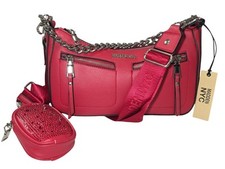 NWT Madden NYC Womens Double Front Pocket Convertible Crossbody Vegan Red MNY525