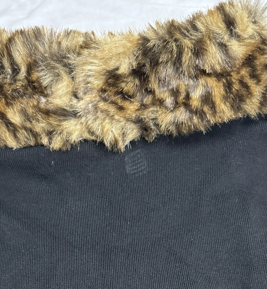 INC International Concept черный длинным рукавом искусственного меха леопард печать Y2K Sz L - Изображение 3 из 4