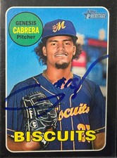 2018 Topps Heritage Minor League Edition Black 16/50 Genesis Cabrera #28 - Auto