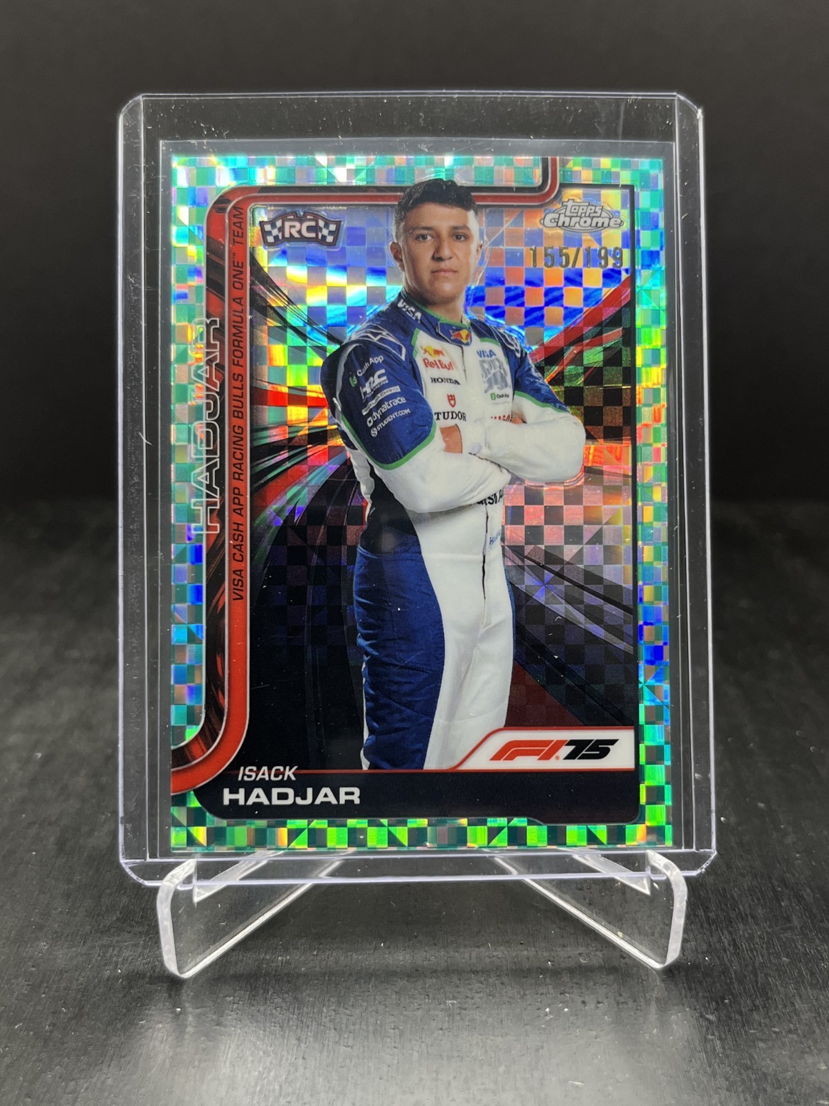2025 Topps Chrome F1 Isack Hadjar RC Rookie Portrait Aqua Checker 155/199 #12