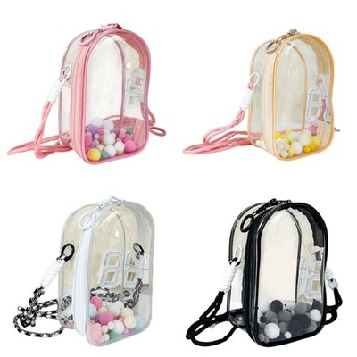 Crossbody Shoulder Bag Clear PVC Organiser Detacheable Adjustable Strap