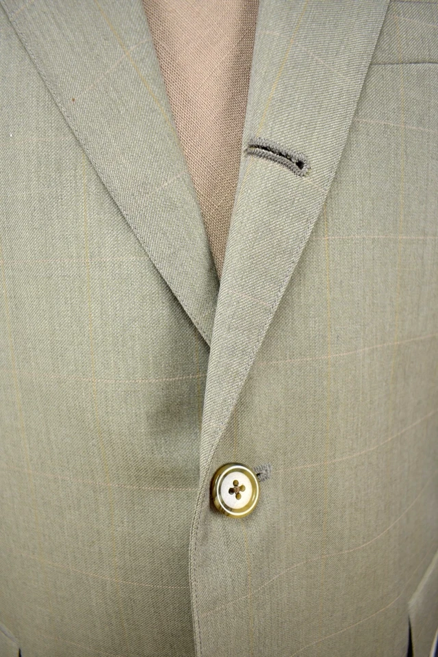 Traje Southwick 1995-2004 marrón claro a cuadros lana tres rollos dos talla: 40R Foto 2 de 4