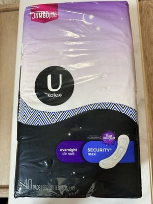 U by Kotex Clean & Secure Overnight Maxi Pads, 40 Count