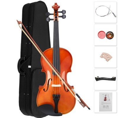 2 x New Acoustic Natural Violin Fiddle Full Size 4/4 + Csae & Bow & Rosin