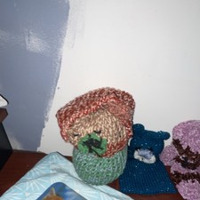 Lot of 3 Handmade Knit/Crochet Doll Hats, Multicolor Yarn