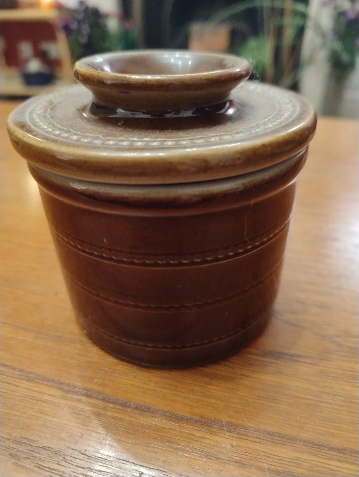 Vintage French Poterie du Berry (Berrichon) Stoneware Salt Glazed Butter Keeper