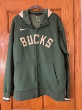 Nike Lg NBA Milwaukee Bucks Full Zip Thermaflex Hoodie Jacket Dri-Fit  Stitched