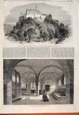 Original Old Antique Print Castle Wartburg Germany Luther Chapel Patmos 1862